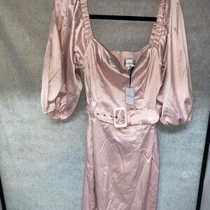 Premier Amour Pink Satin Blush pink midi dress Size 10